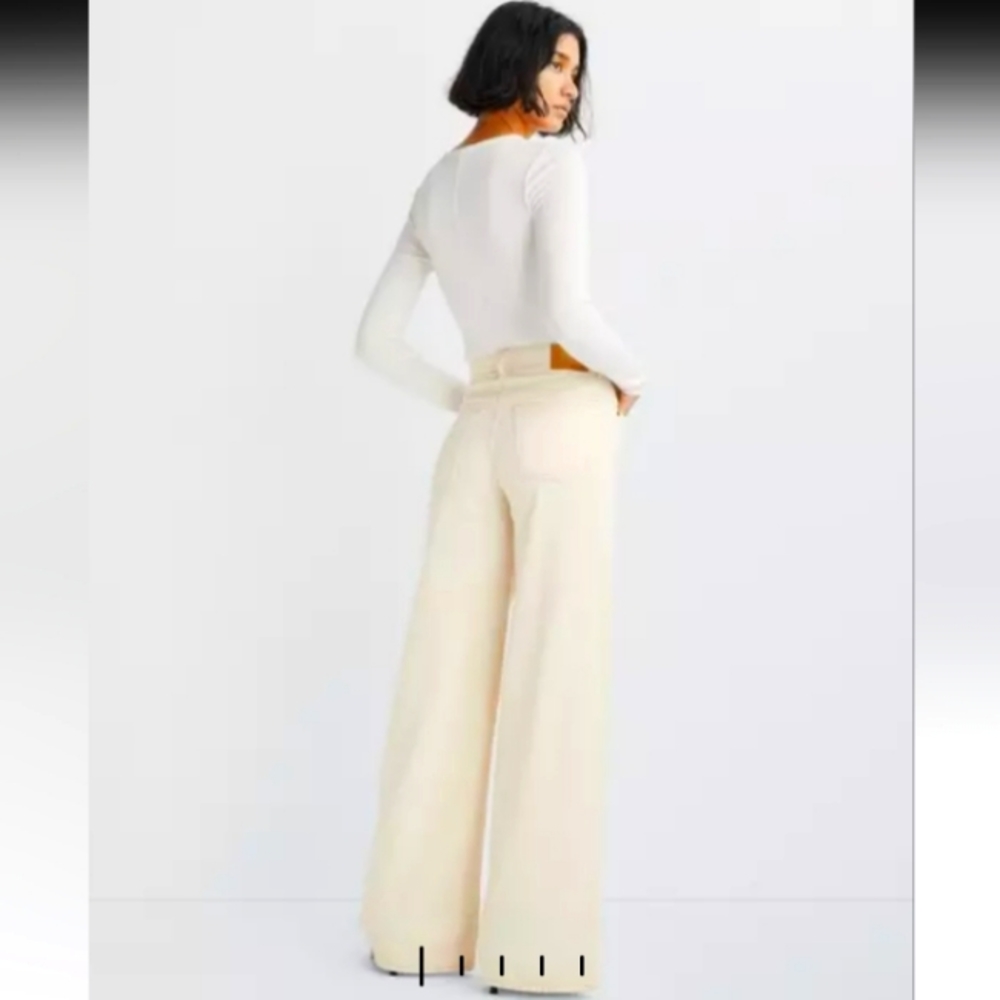 rag & bone Cream Wide Leg Jeans